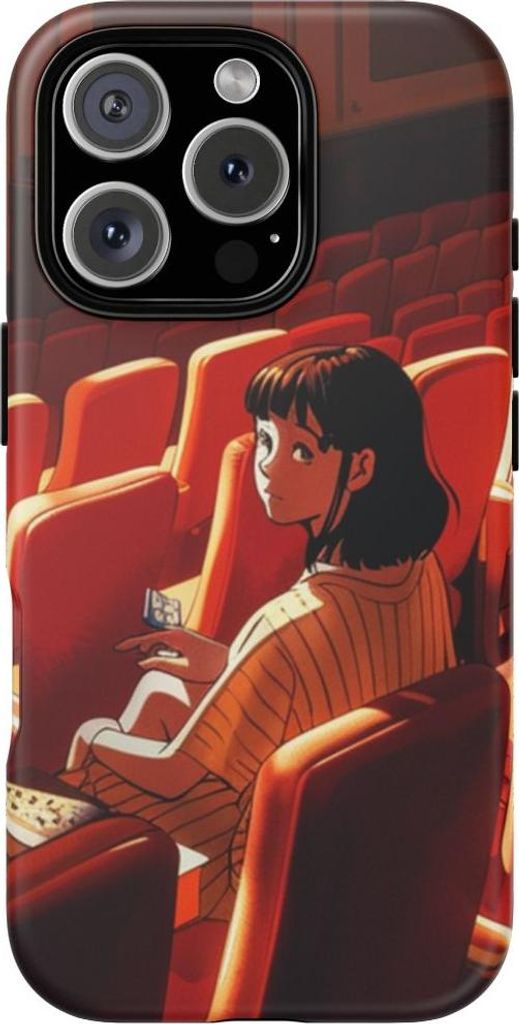 Mädchen auf roten Theatersitzen – Hülle Kompatibel mit iPhone 16 Pro