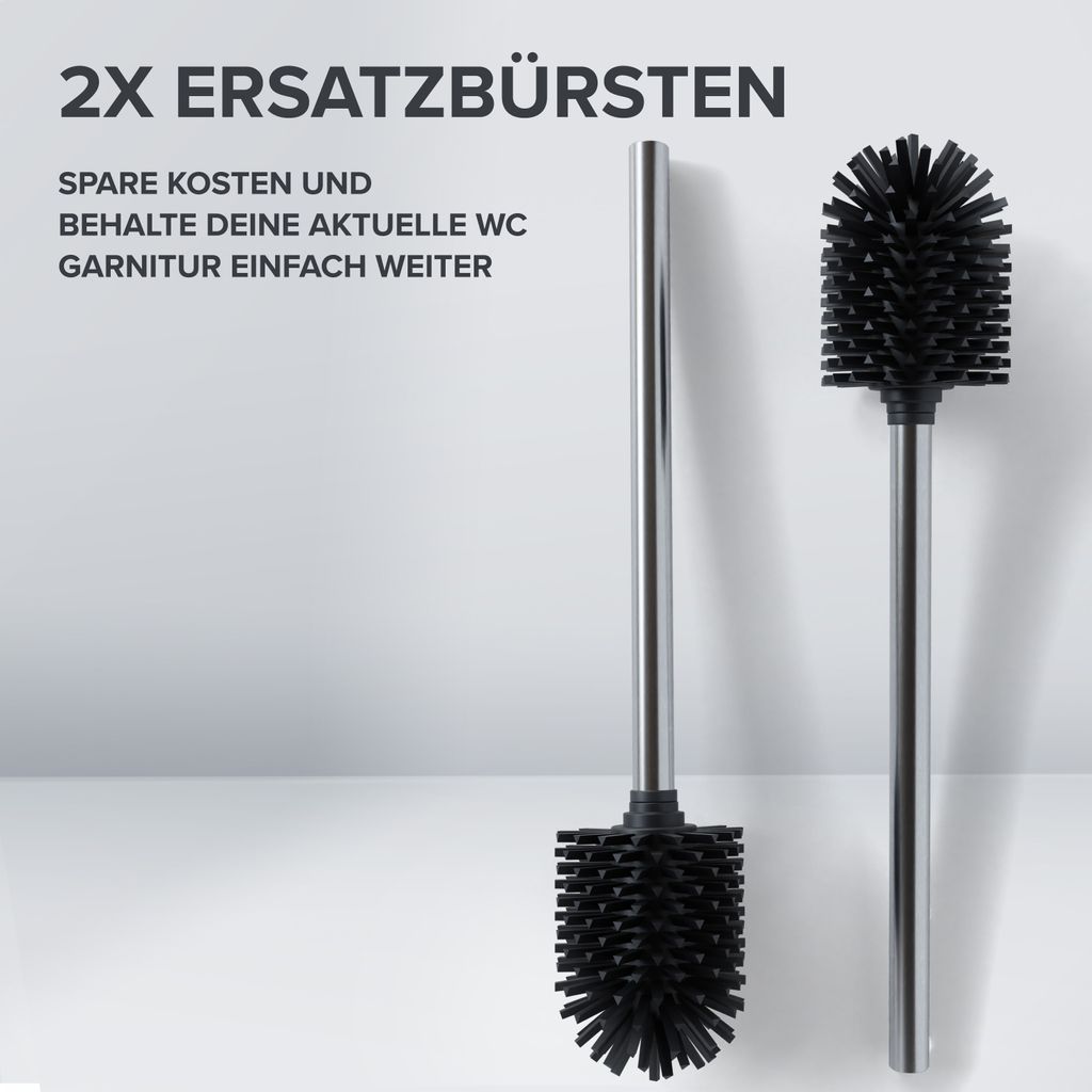 Silberne Toiletenset mit austauschbarer Schlauchbürste | Produktbild 