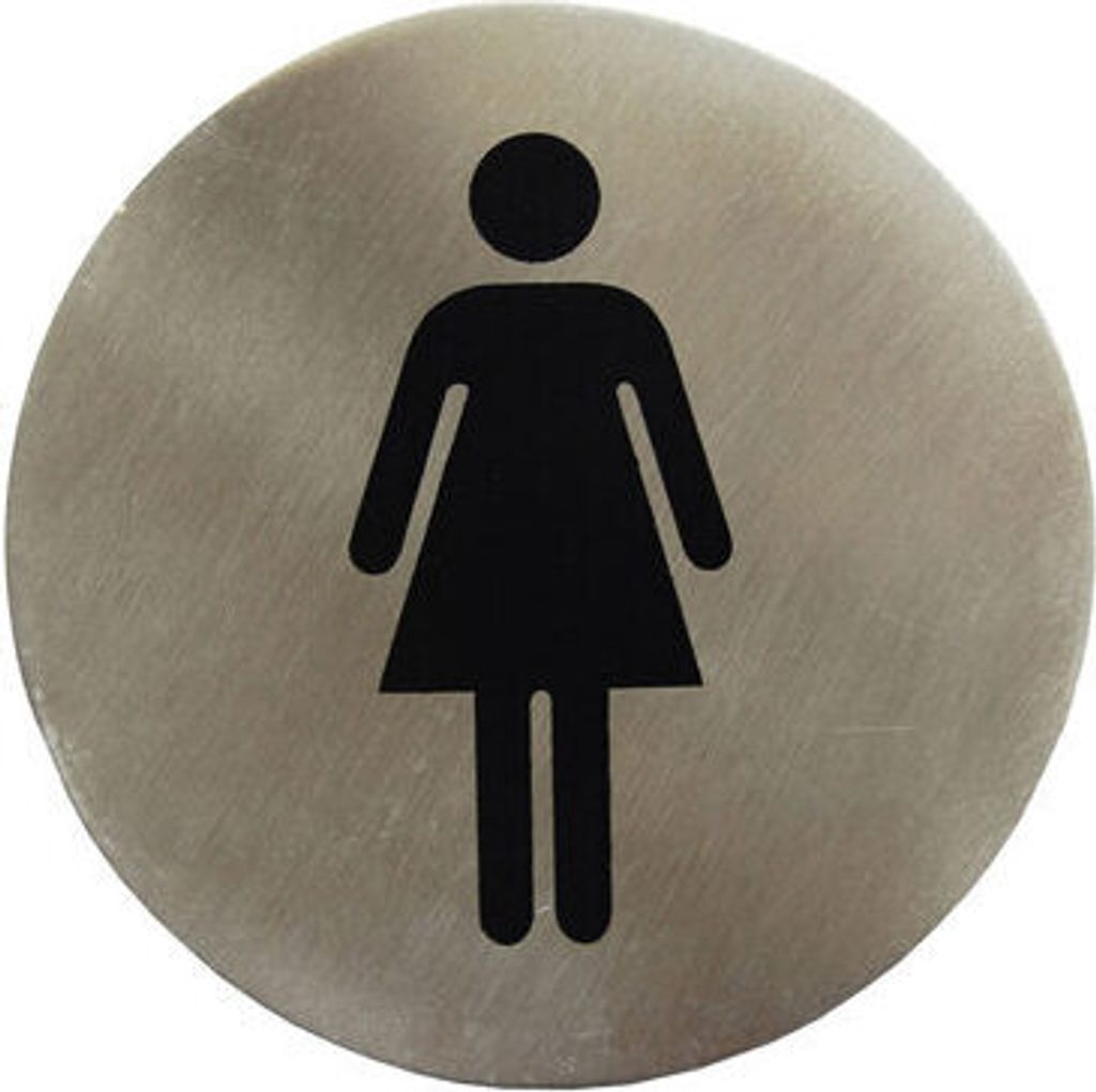 1x Hinweisschild "Damen" aus Edelstahl Ø7,5cm