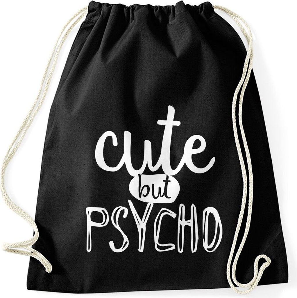 Turnbeutel Spruch-Beutel Cute but Psycho Moonworks schwarz unisize