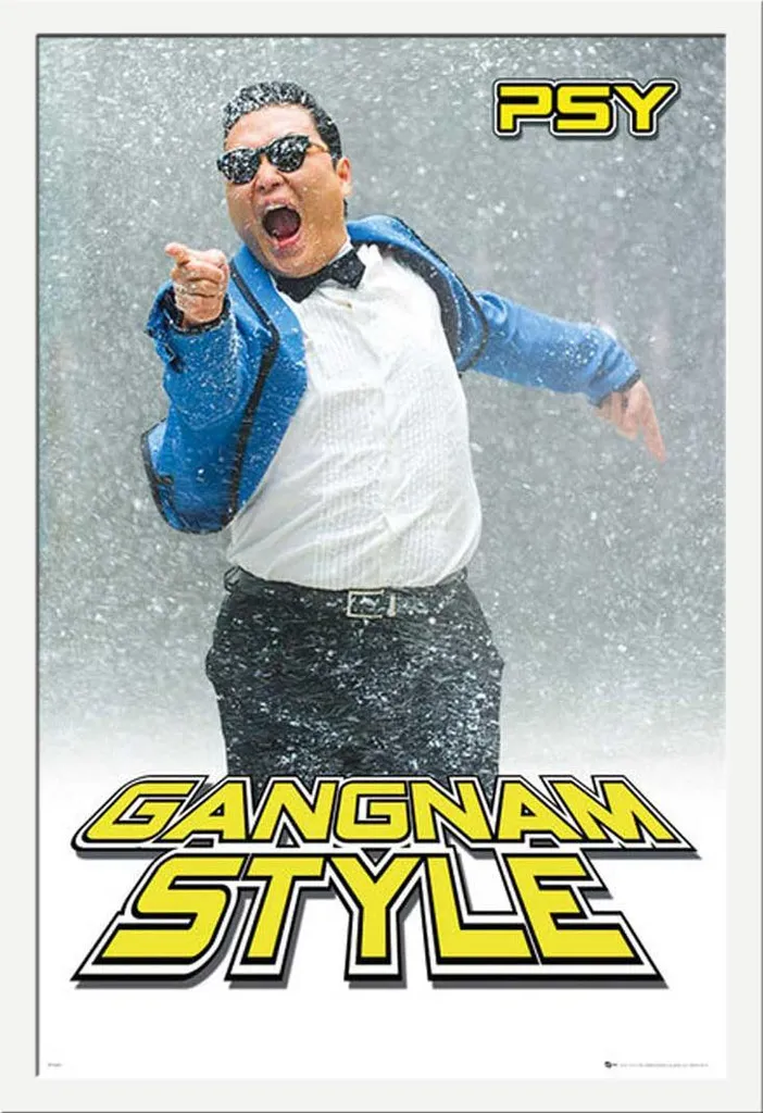 Psy - Poster - Gangnam Snow + cornice rimovibile, Shinsuke® Maxi MDF bianco, vetro acrilico