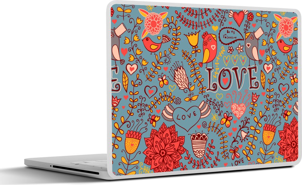 MuchoWow Laptop Aufkleber Sticker Cover Mädchen - Vogel - Liebe - Muster - Mädchen - Kinder - Kinder 32.5x23.5 cm - Sticker für Laptop - Selbs...