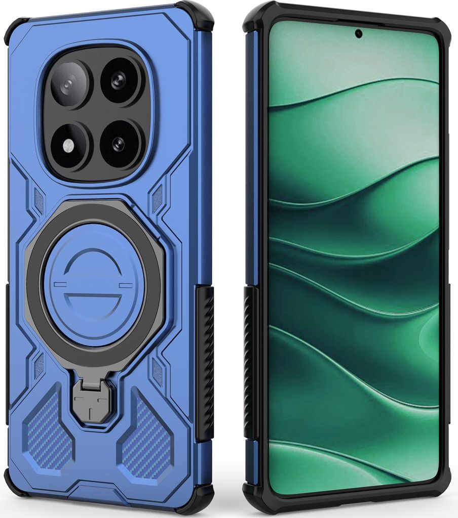 Robuste Handyhülle für Xiaomi Poco X7 /Redmi Note 14 Pro 5G mit Ringhalter Ständer Stoßfest, Magnetisch, Dual-Layer Schutz Blau