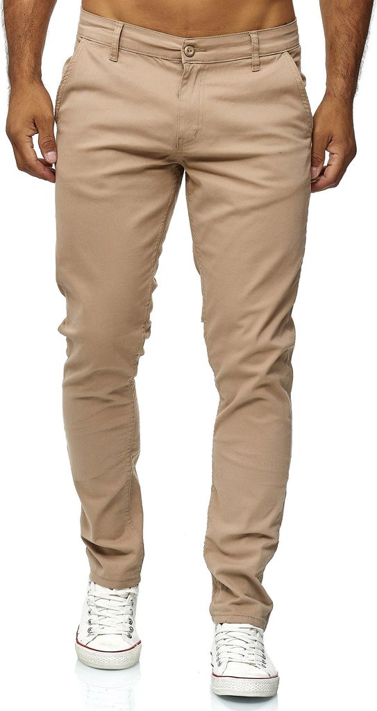 Elara Herren Chino Hose Slim Fit Stretch MEL009-Beige-40/30