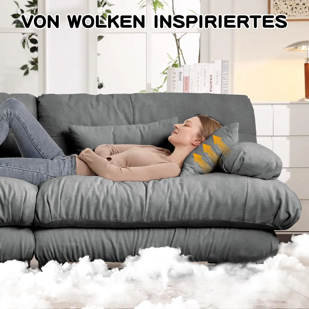Canapé modulable pour salon, sofa 2 places confortable en chenille - 5