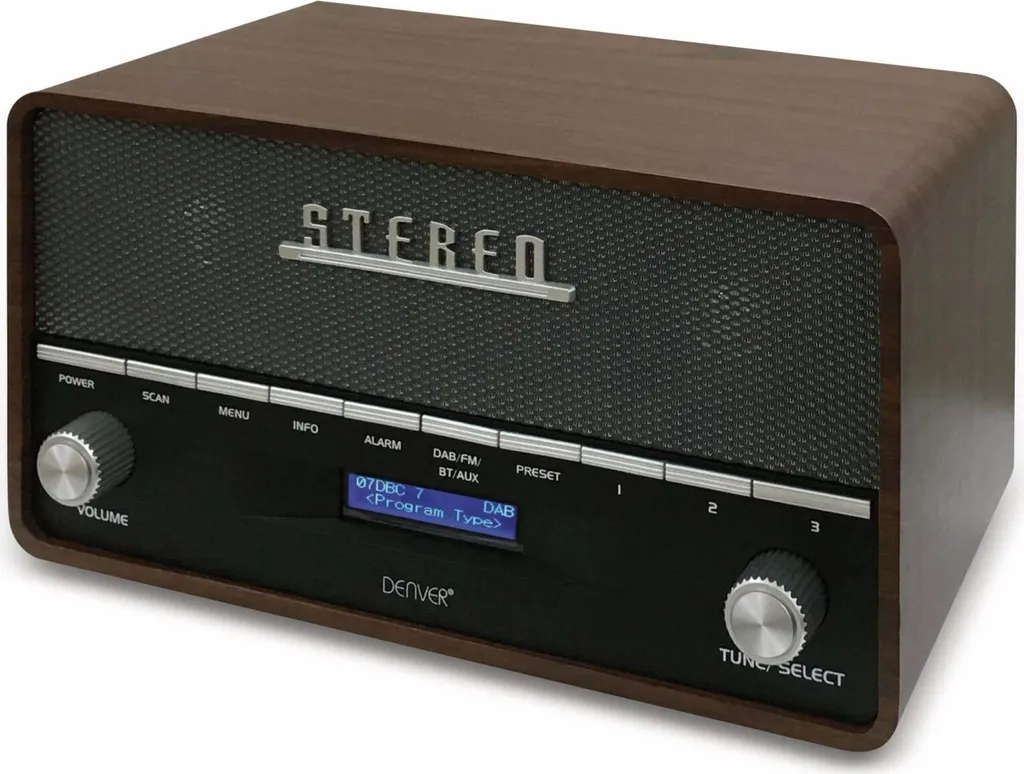 Denver DAB-36 Radio Numérique DAB+ et FM avec Finition Bois Élégante