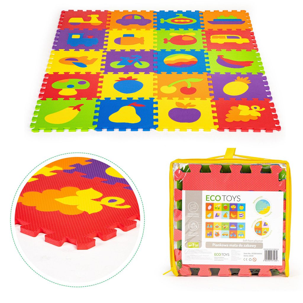 ECOTOYS Penová edukačná podložka EVA puzzle 20 dielov Obrázok produktu 