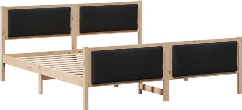 Eleganter Möbel Bettrahmen mit Kopfteil Schwarz 200 x 200cm Stoff - CJG585916 - Klassische BettenJugendbett Tagesbett