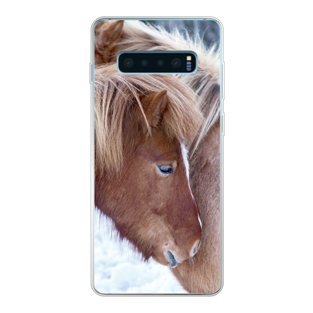 MuchoWow Handyhülle Schutzhülle Hülle für Samsung Galaxy S10 Lite Pferde - Fohlen - Schnee Silikon Softcase Handy Hülle - Schutz