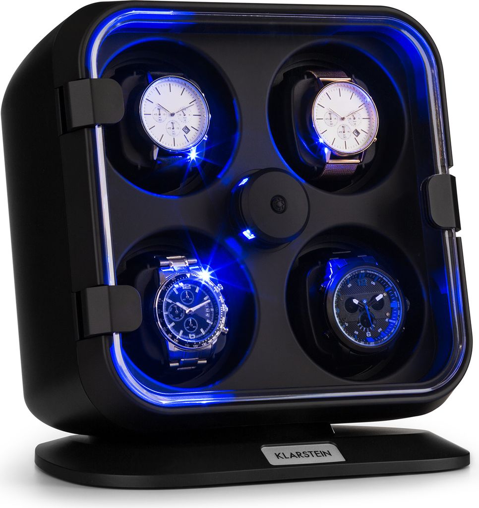 Klarstein Uhrenbeweger für 4 Uhren, Automatik-Uhrenbeweger für Damen & Herren, Uhrenbeweger für Automatikuhren, Leiser Automatischer Uhrenbewege...