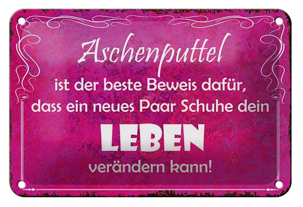 Blechschild Spruch 18x12cm Aschenputtel Schuhe ändern Leben