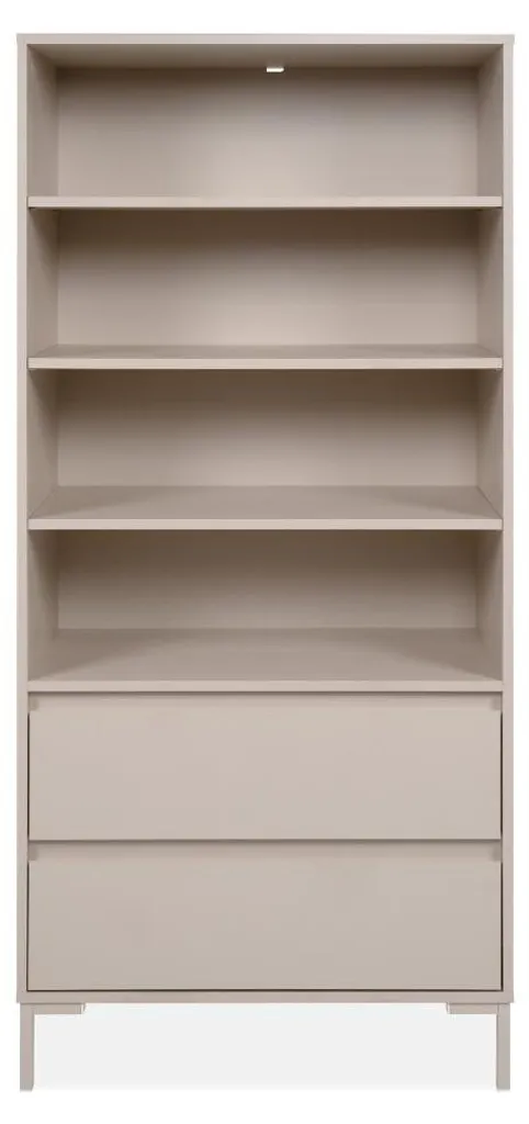 Grande bibliothèque NERIO cachemire avec 2 tiroirs et étagères H165 cm