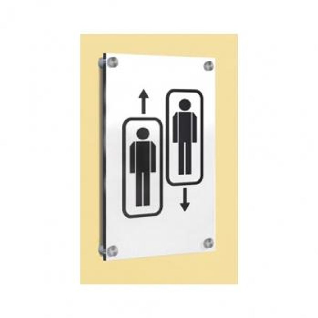Hinweisschild, Format DIN A4, BxH 210x297 mm, best. aus 2 Acrylglasscheiben mit Edelstahlhalterungen