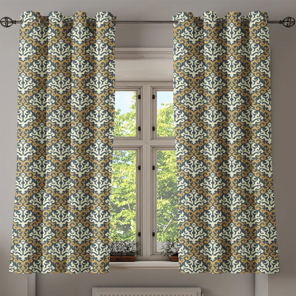 Rideau motifs feuilles anciennes style royal baroque 280x175 cm