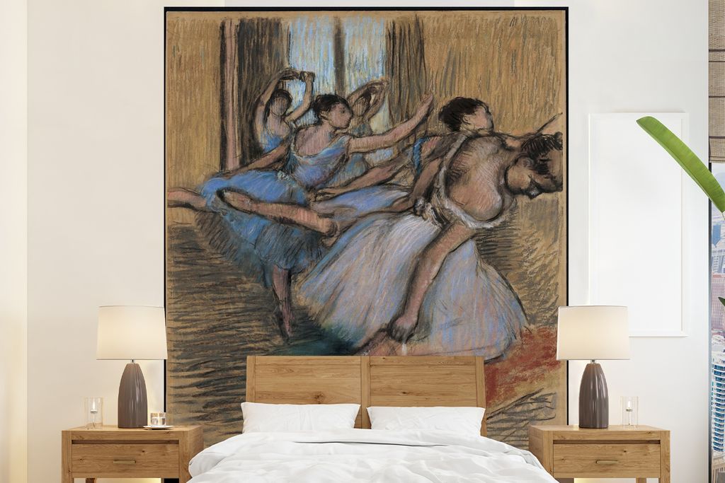 MuchoWow Fototapete für Wohnzimmer oder Schlafzimmer Wandtapete Vinyl Motivtapete Die Tänzerinnen - Gemälde von Edgar Degas - 180x220 cm - Tap...