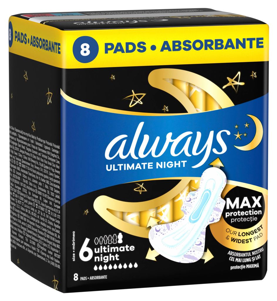 ALWAYS Ultimate Night Damenbinden mit Flügeln, Größe 6, 8 Produktbild 