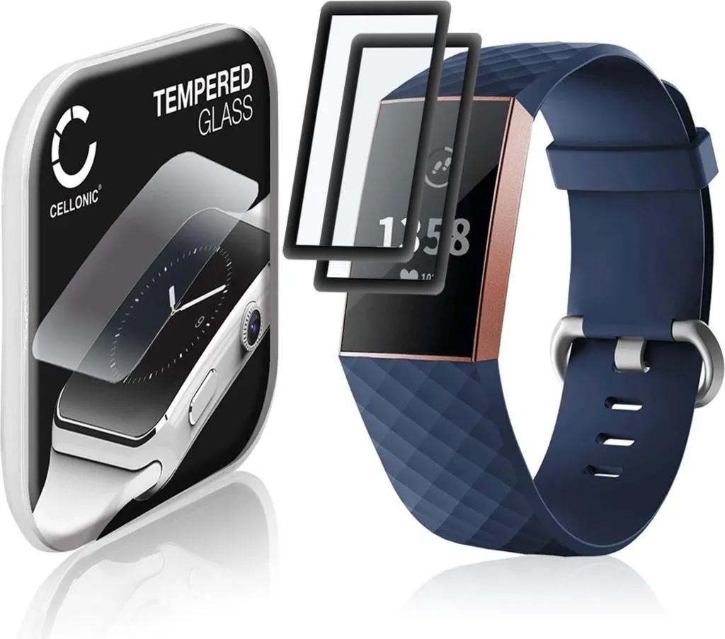 2 Vetrini CELLONIC FitBit Charge 3: Vetro Temperato 0,33mm Full Glue