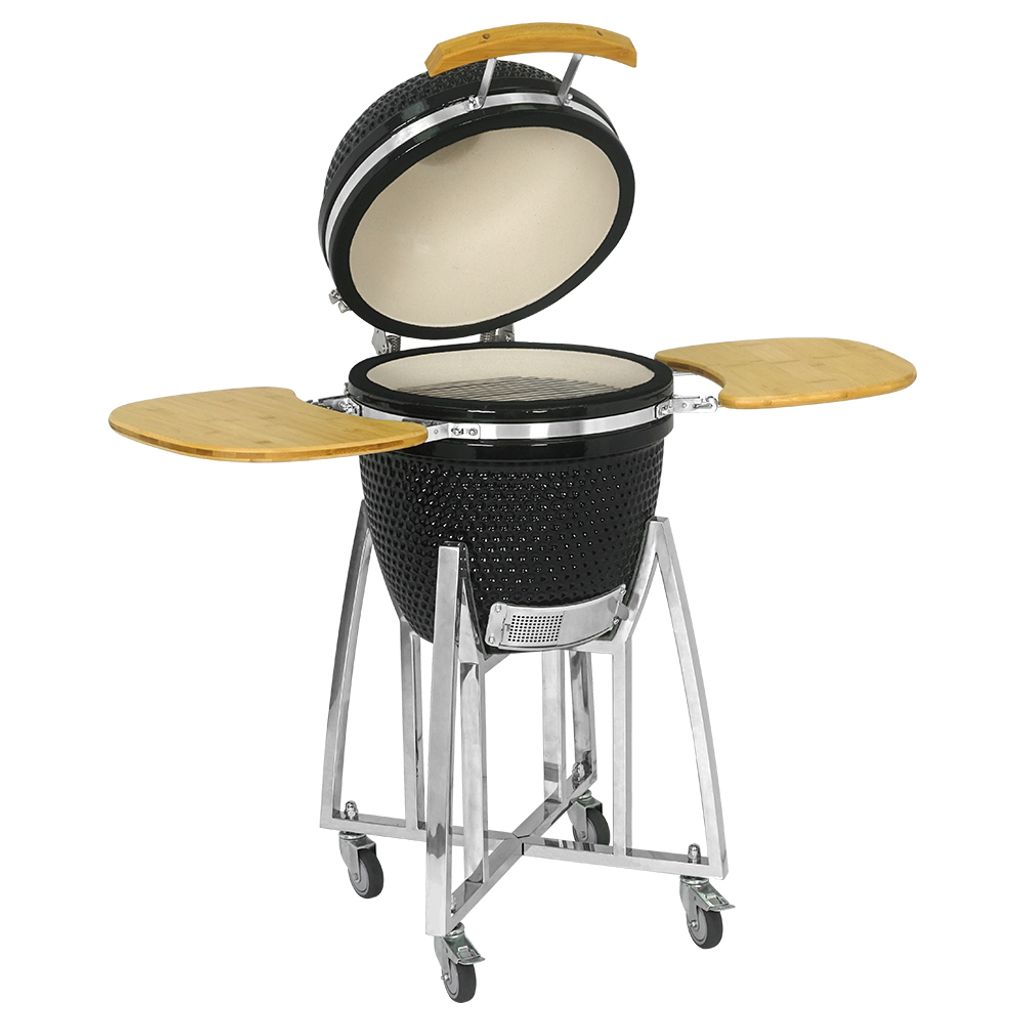 Kamado CL-18 Profi Keramik Grill Schwarz, Grilldurchmesser 45,7cm, Grillrostdurchmesser 38,5cm, BBQ Grillei Holzkohlegrill Grill Keramikgrill