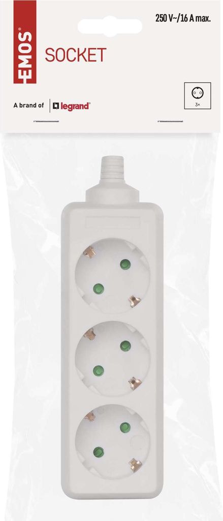 EMOS 3-Fach Steckdosenleiste Schuko OHNE KABEL, für Innen, Ersatzsteckdosenleiste ohne Schalter, P0320