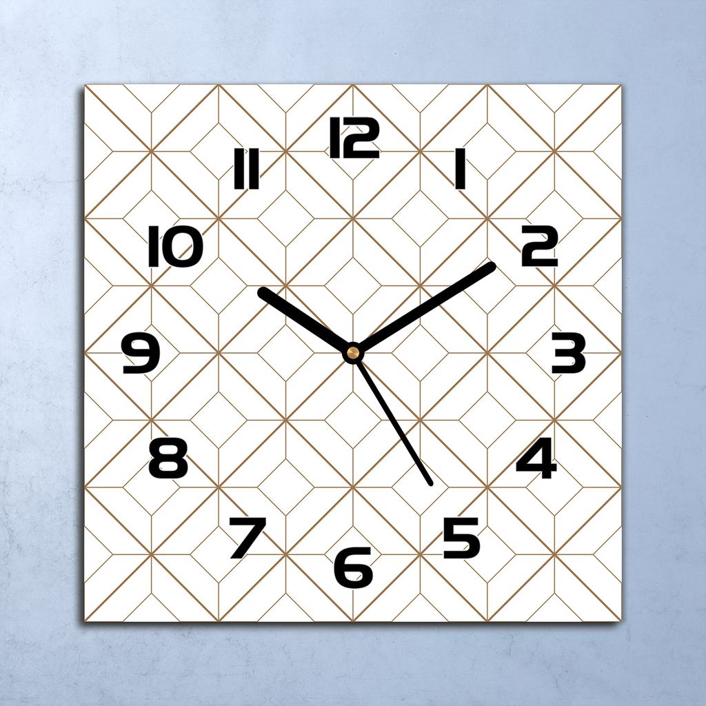 Wanduhr Echt-Glas-Küchenuhr Geometrisches Gold Quarz 30x30 Deko Bilder