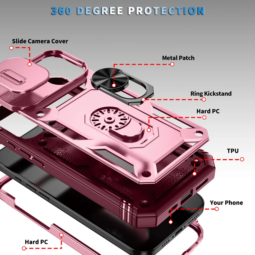 Custodia Per IPhone 14 Plus/14 Max – Antiurto Con Protezione Scorrevole Per Fotocamera – Rossa