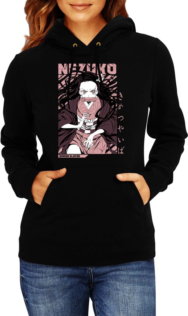 Damen Kapuzenpullover Japan Animation Manga Anime Comics Demon Anime Slayer Nezuko Kamado 01 Demonic Form, Lady M / Schwarz