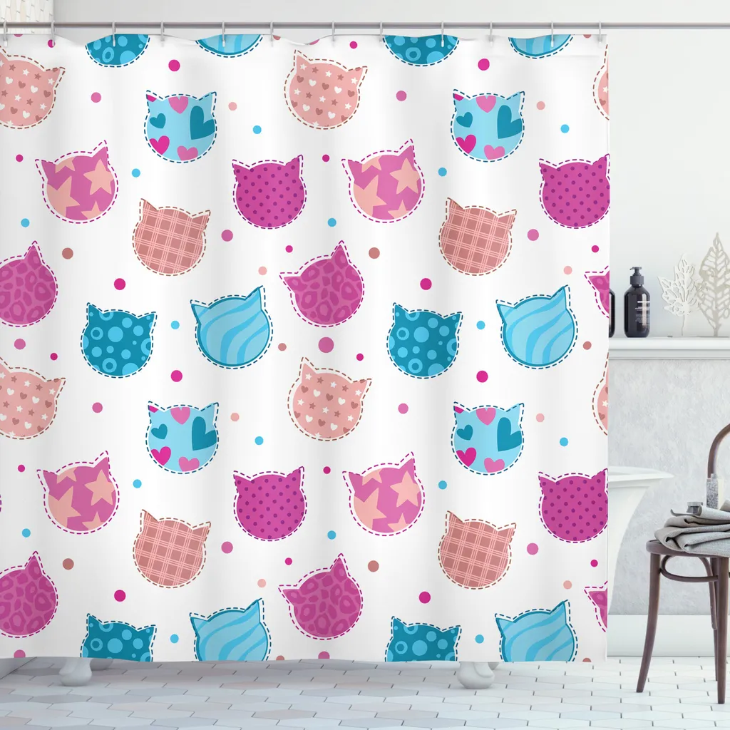 ABAKUHAUS Asilo Tenda da Doccia, Cartoon Robot, Tessuto Set di