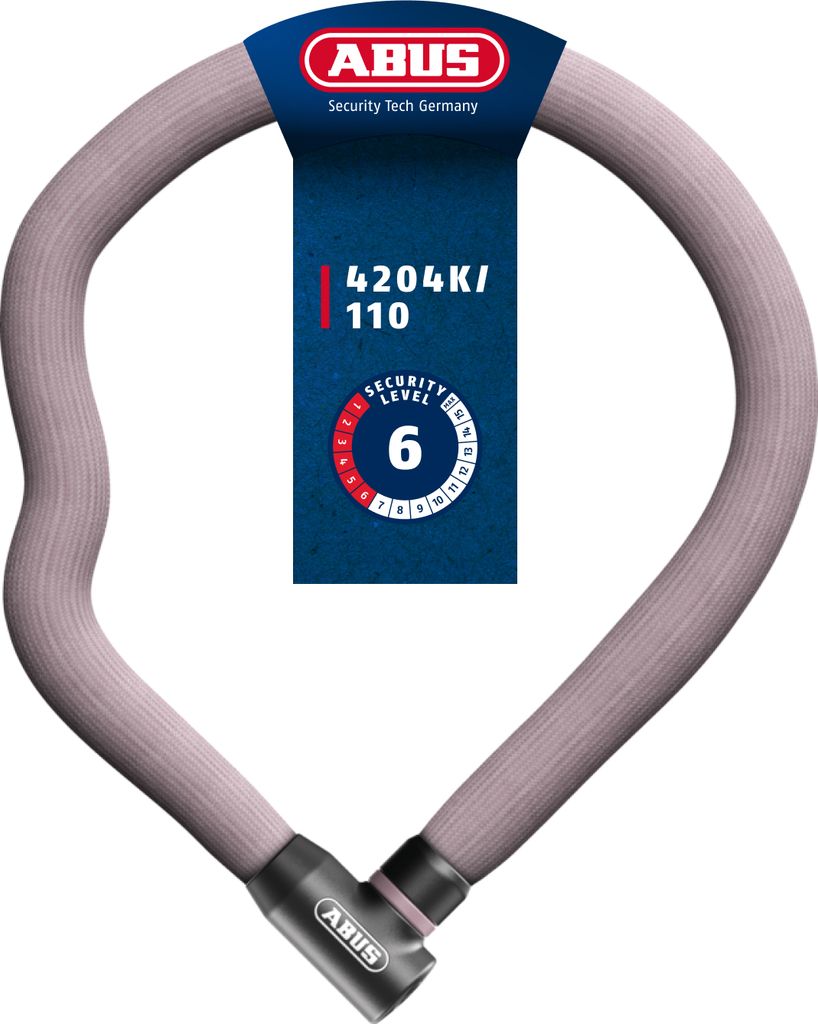 ABUS Kettenschloss Goose Lock 4204K - biegsames, klapperfreies Fahrradschloss aus gehärtetem Stahl - 4 mm starke Stahlkette, 28 mm Gesamtdurchmess...