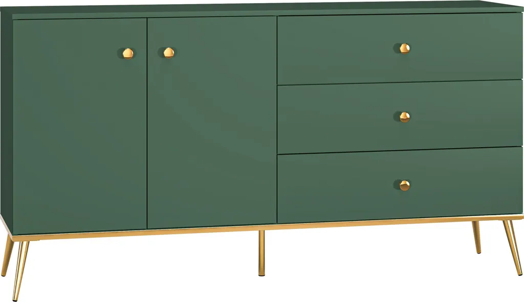 Commode combinée MAURA vert : grand meuble de rangement design