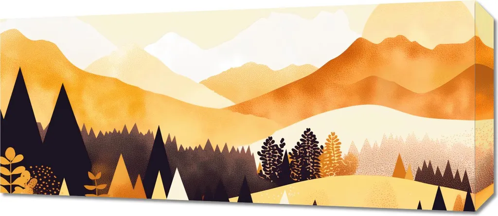 Cadre déco 70x30 cm Coucher de soleil doré fleurs pour salon et bureau