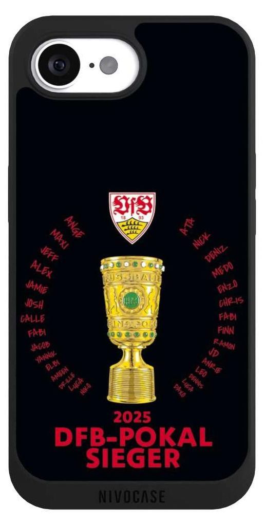 NIVOCASE Handyhülle für Apple iPhone 16e Hülle NIVOpure Case Schwarz Offizielles Lizenzprodukt Pokal VfB Stuttgart