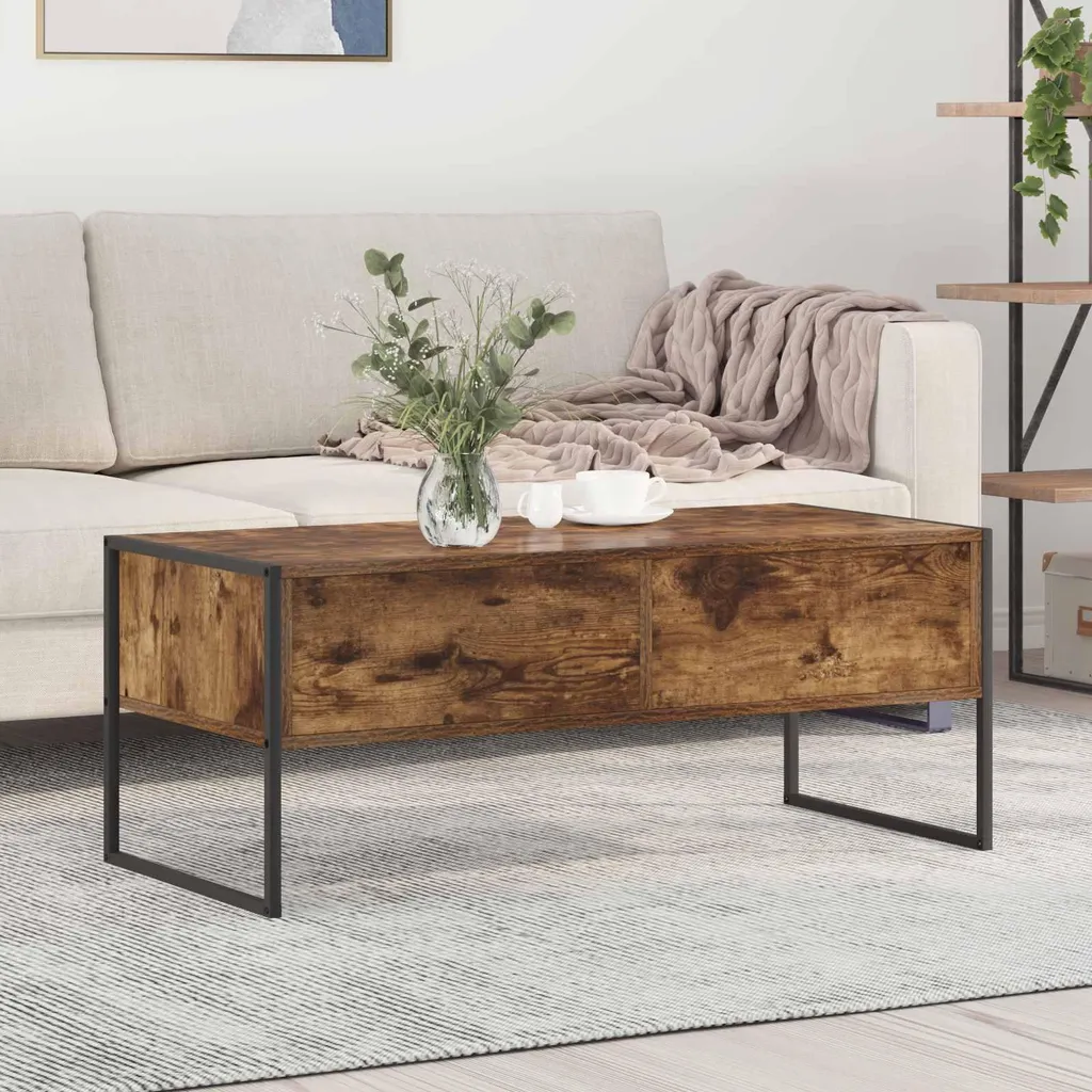 Tavolino Industrial Maison Exclusive 100x40 Legno Affumicato Urban Style