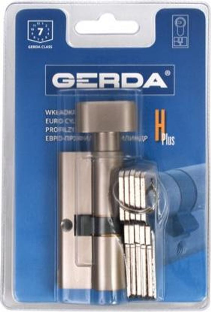Profilzylinder Gerda H Plus 35g/30 Nickel Satin mit Drehknauf Blister