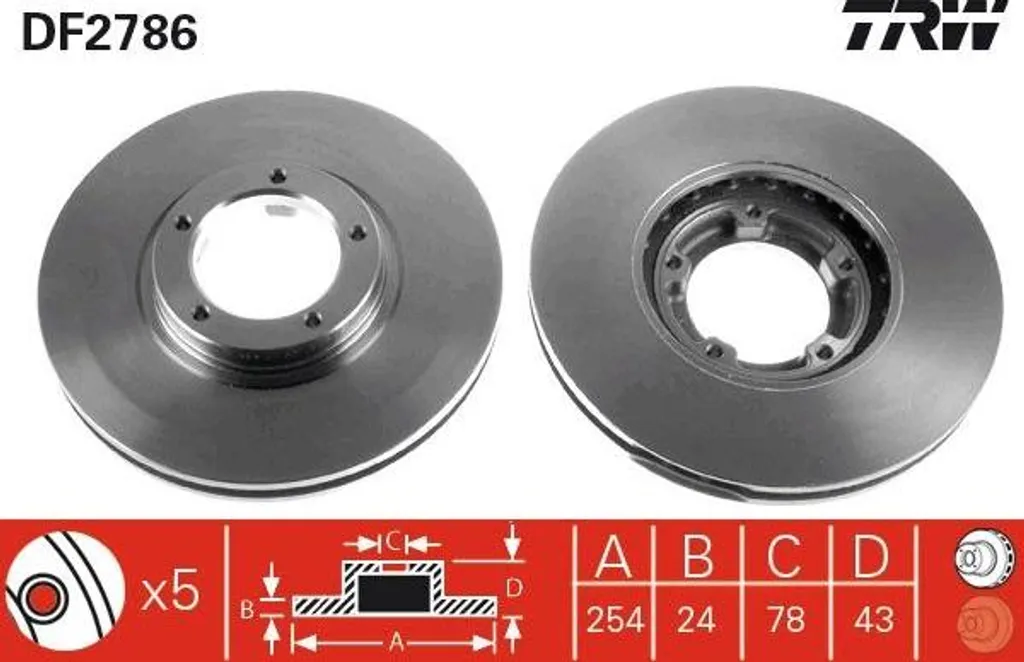Disque de frein TRW DF2786 haute performance OE 5209815 Transit 24mm
