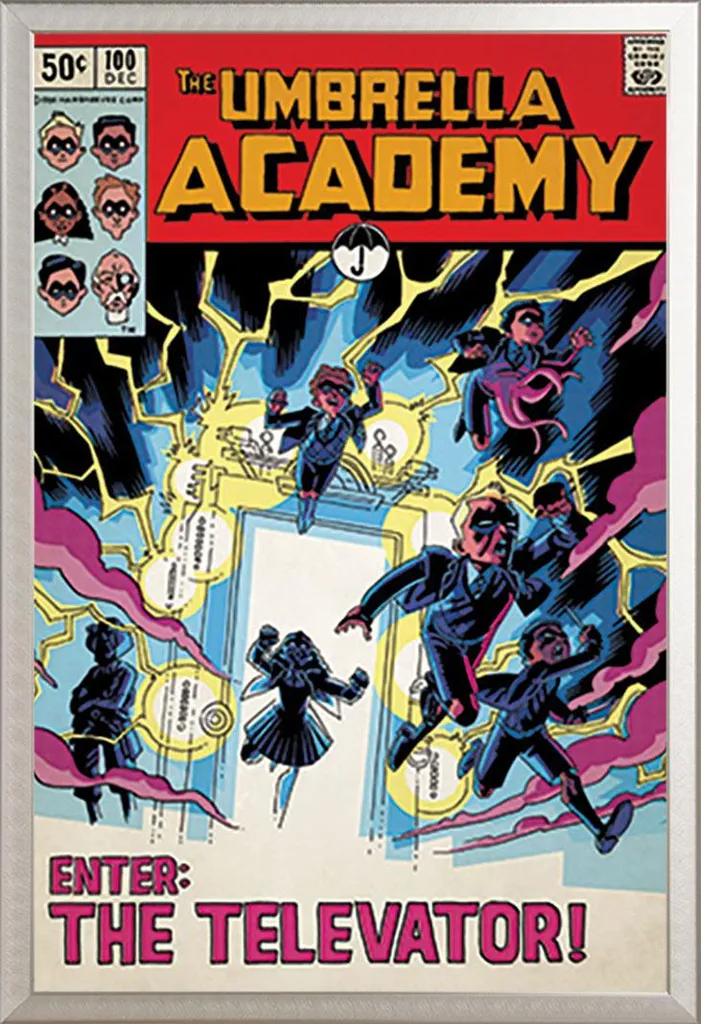Poster Umbrella Academy 61x91 con Cornice Shinsuke Alluminio Argento