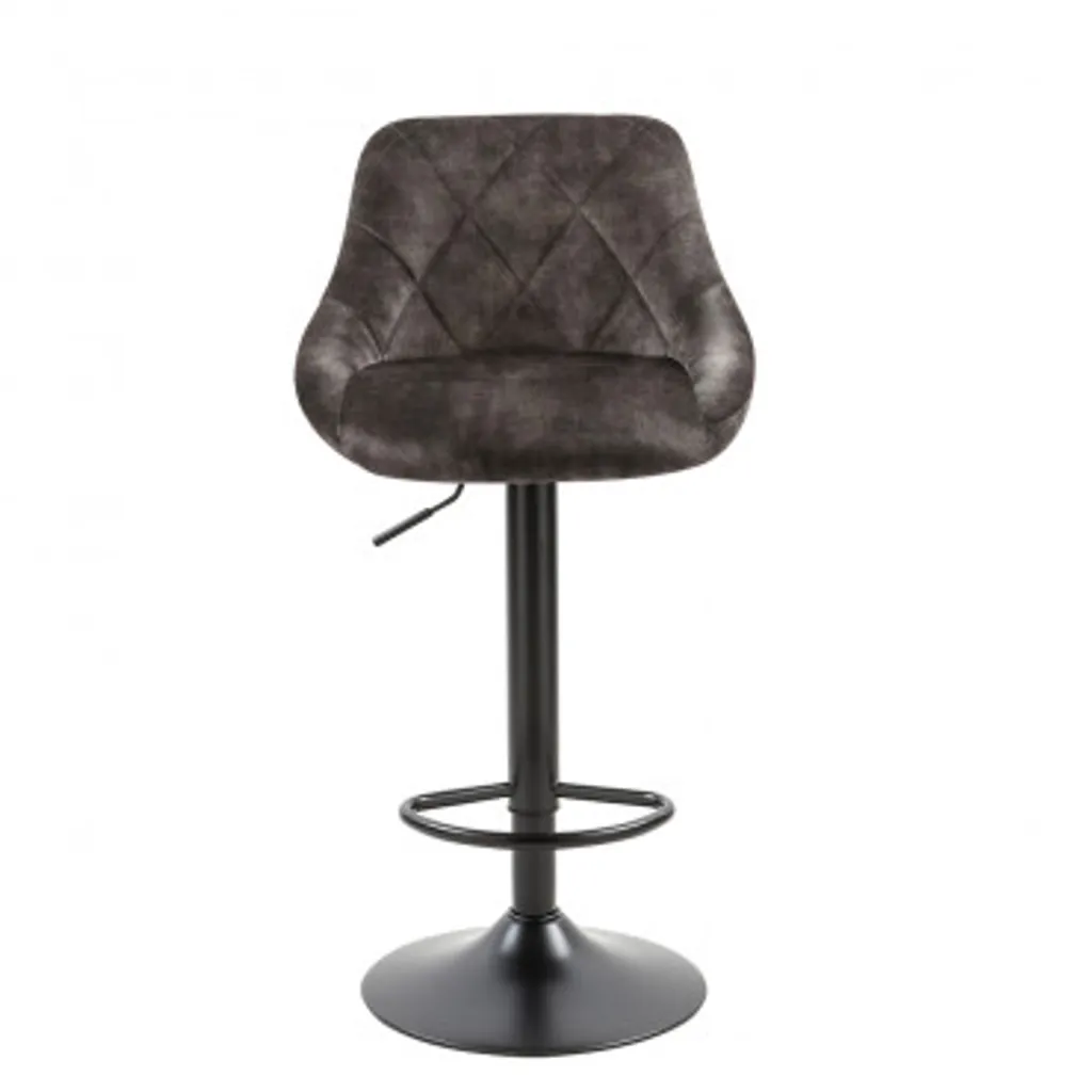 Tabouret de Bar Pivotant Trace Anthracite Textile et Structure Noire