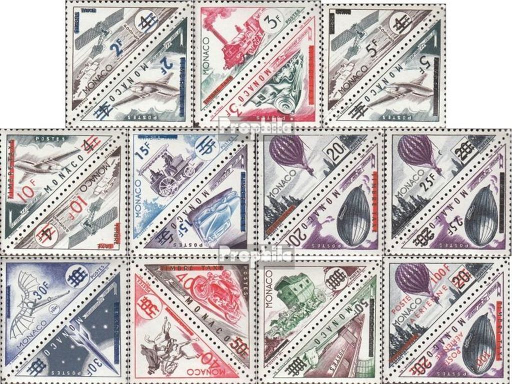 Briefmarken Monaco 1956 Mi 538-559 Paare (kompl.Ausg.) mit Falz Aufdruckausgabe
