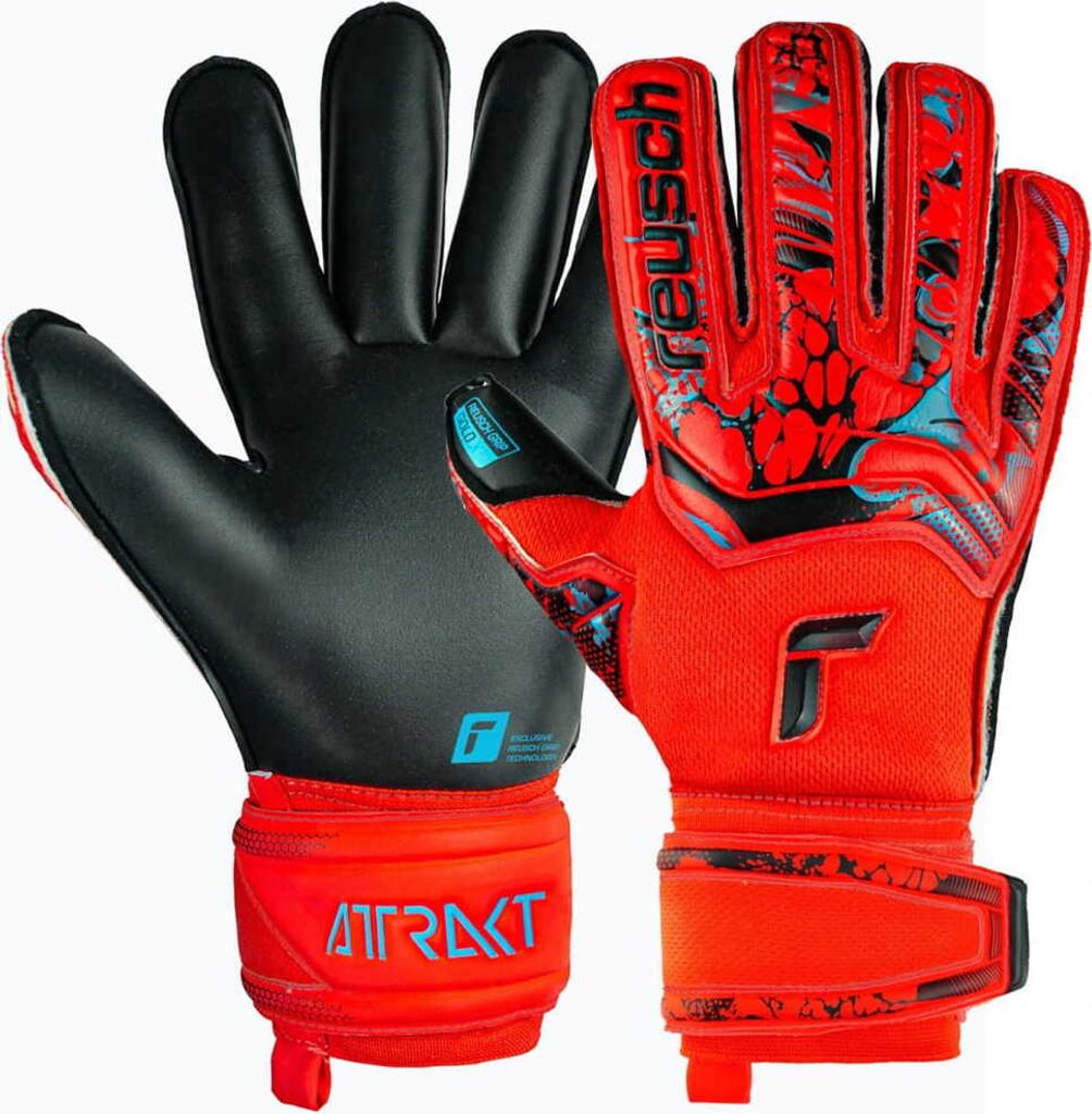 Reusch Attrakt Gold Roll Finger Torwarthandschuhe, schwarz/rot, groß. 8.5
