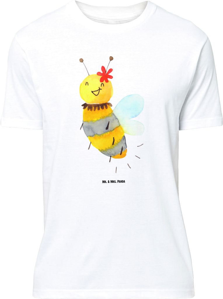 Mr. & Mrs. Panda Größe M T-Shirt Biene Blume - Weiß - Geschenk, mit Spruch, Tshirt, Herren, Shirt