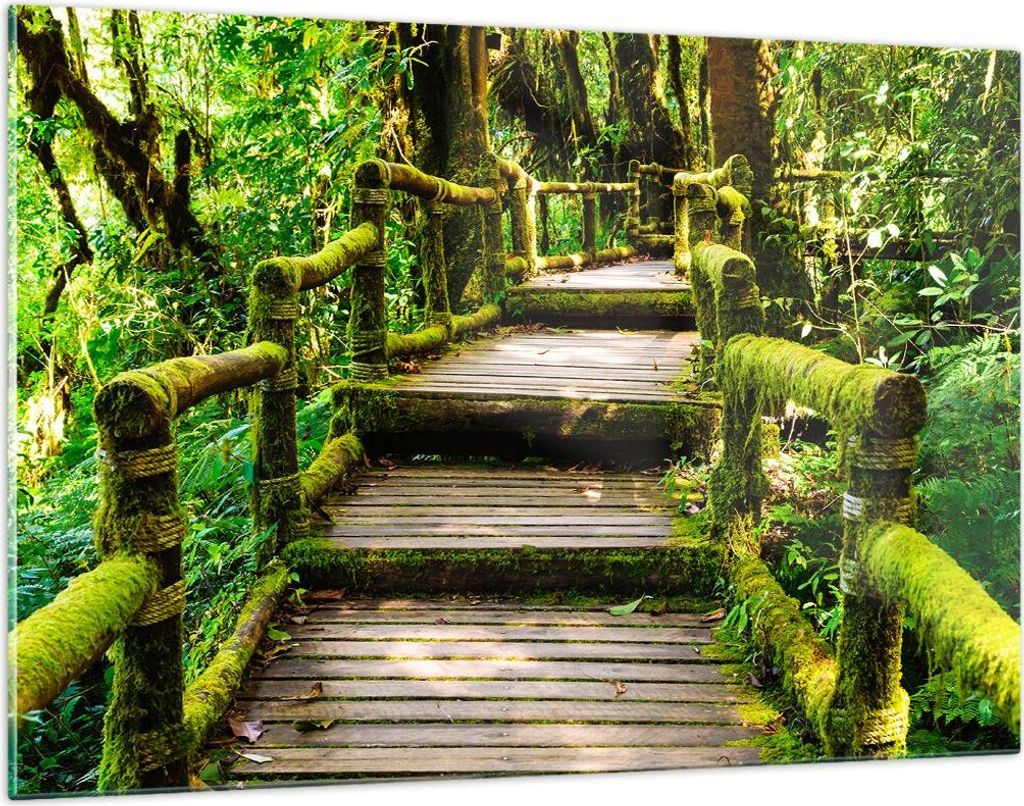 Bilder auf glas - Asien natur park brücke - 120x80cm - Glasbilder - Wandbilder - Kunstdruck - zum Aufhängen bereit - Wanddekoration aus Glas - Gl...