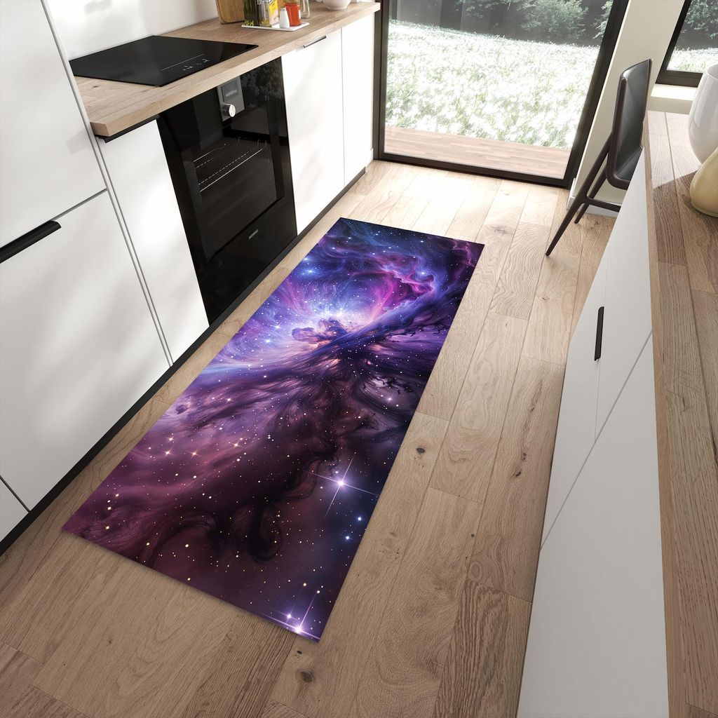 Küchenteppich 80x200cm rutschfest & abwischbar PVC Läufer - Galaktisches Leuchten