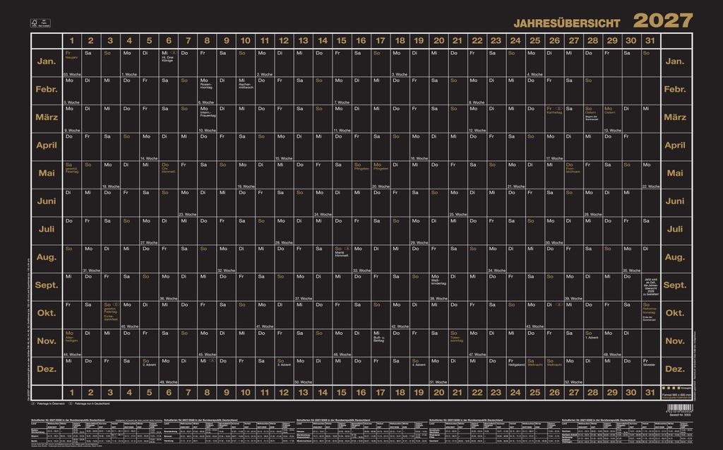 2027 GÜSS Jahresübersicht Black edition Produktbild 
