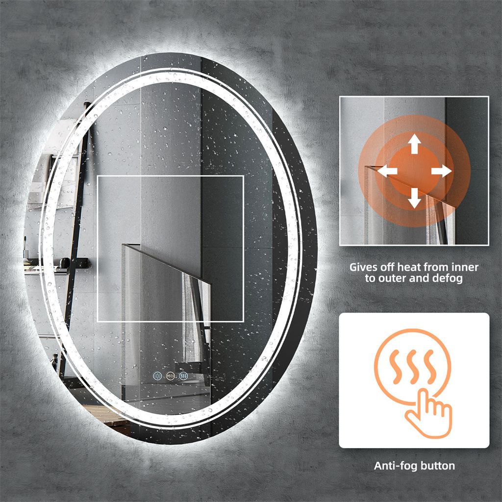 WISFOR LED Koupelnové zrcadlo kulaté 50×70 cm Nástěnné Obrázek produktu 8