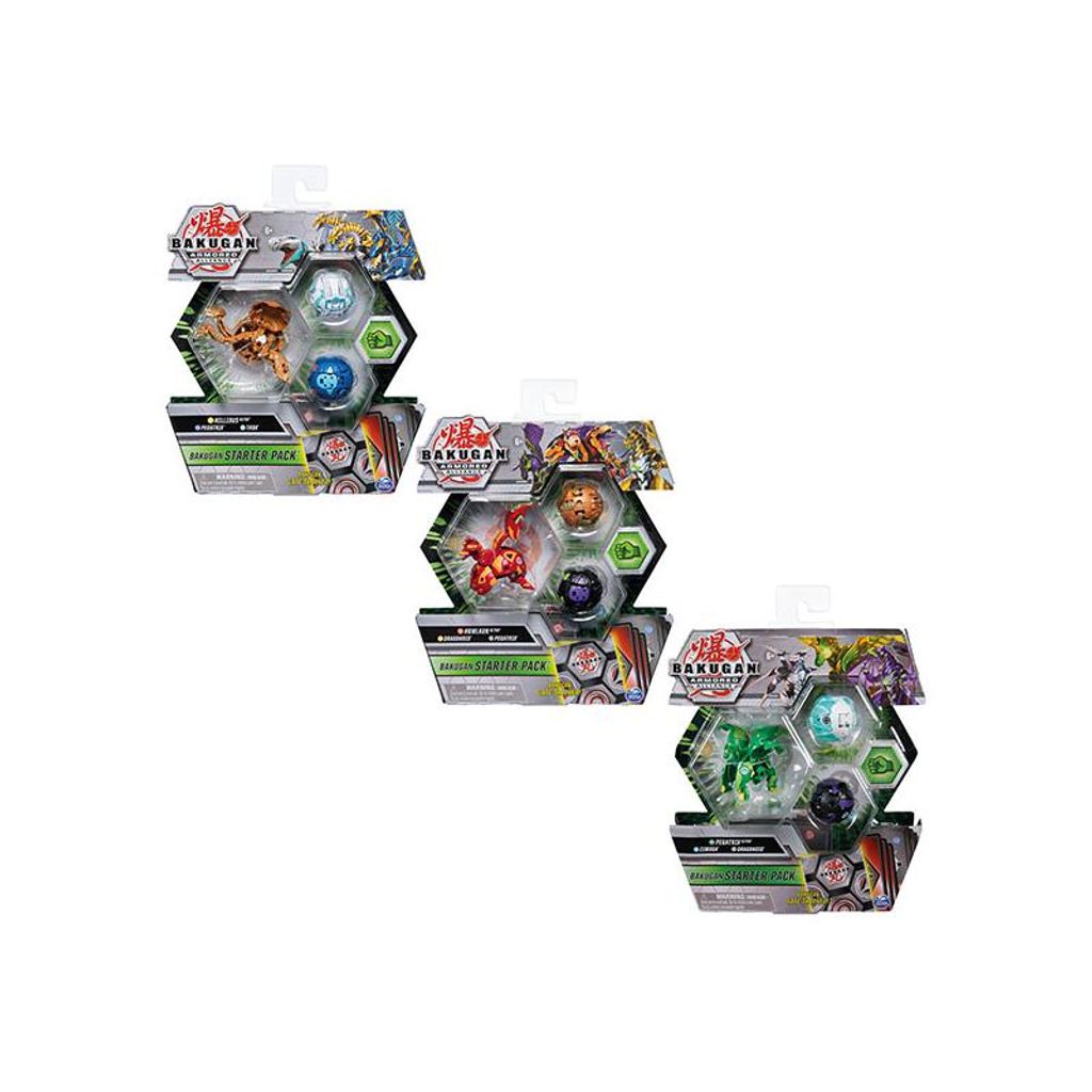 Bakugan Starter Pack mit 3 Armored Alliance (1 Ultra & 2 Basic Balls) inkl. Fusions-Charakteren, unterschiedliche Varianten, Kampfkreisel, 6 Jahr(e)