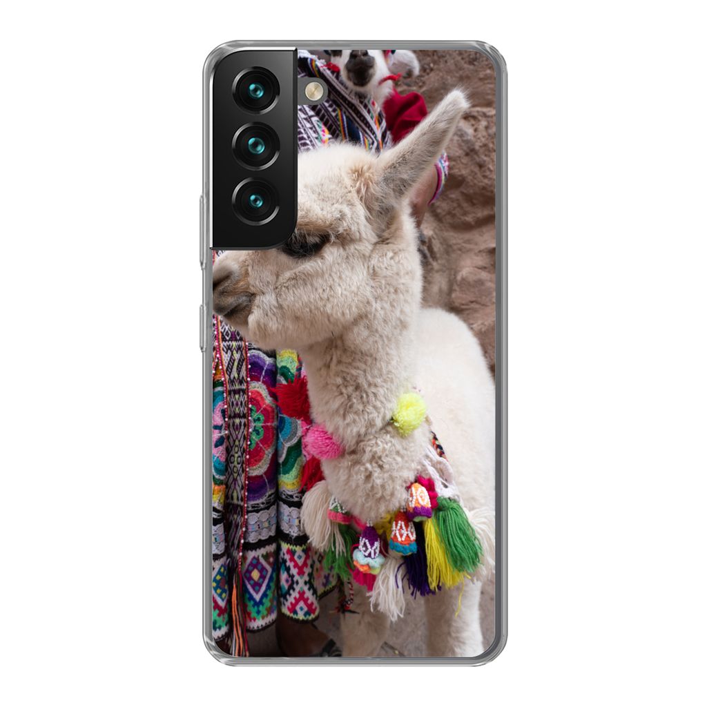 MuchoWow Handyhülle Schutzhülle Hülle für Samsung Galaxy S22 Plus Alpaka - Halskette - Farben Silikon Softcase Handy Hülle - Schutzabdeckung