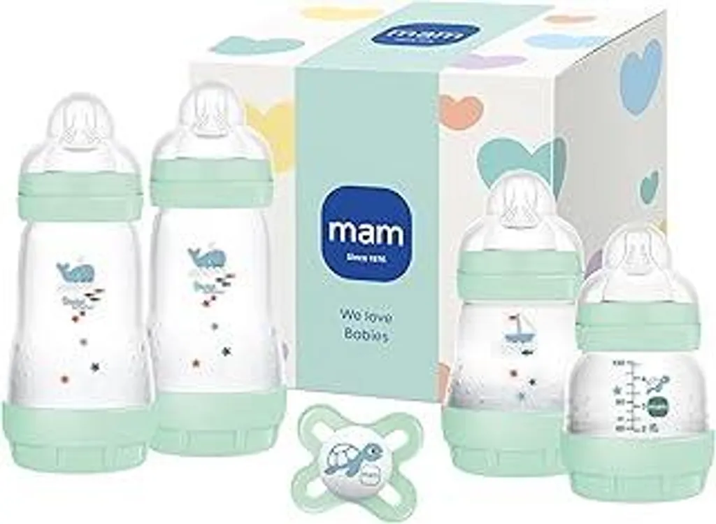 MAM Easy Start Set Regalo Neonati Menta - Biberon Anticolica 0+ Mesi