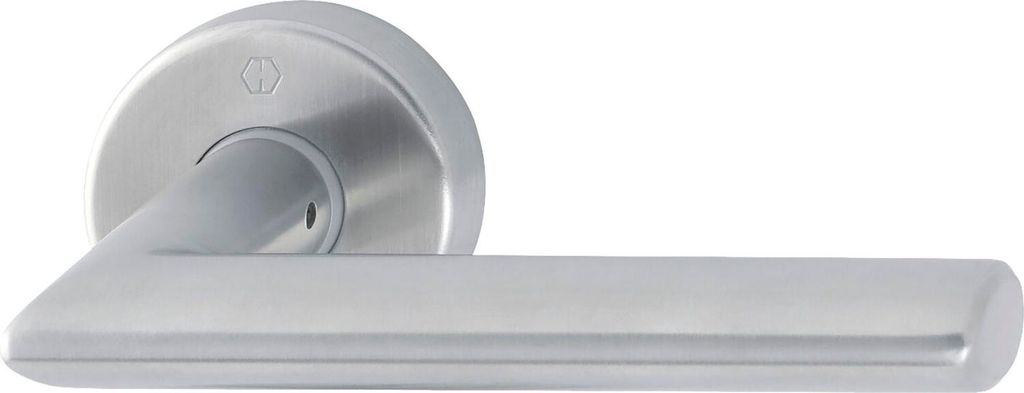 Hoppe Türgriff Stockholm Türklinke mit Rosette rund VK 10/62mm, Edelstahl matt