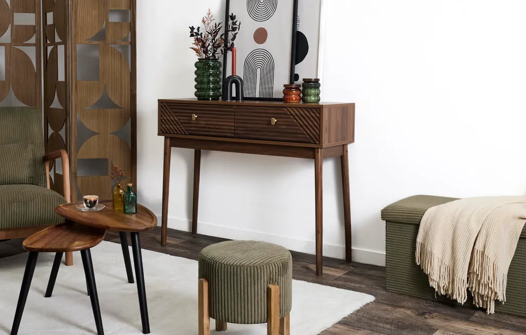 Table Console Design Tiffany avec Plateau Marbre et Structure Noire