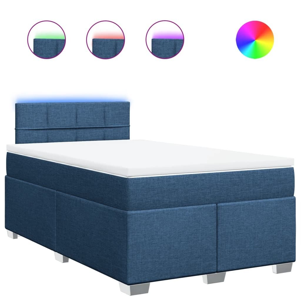 vidaXL Boxspringbett mit Matratze Blau 120x200 cm Stoff