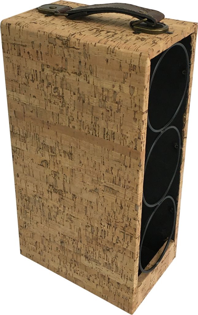 Rebecca Mobili Weinregal für 3 Flaschen aus MDF und Leinwand, braun